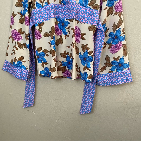 y2k Mary Kate & Ashley Vtg. Purple Mod Groovy Sequin Flare Sleeve Blouse Size XL - Picture 4 of 6